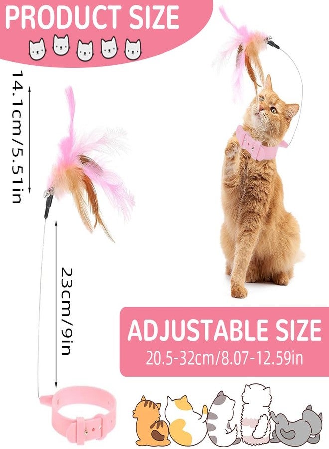 Qpets® Cat Toys, Cat Feather Collar with Teasing Toy, Adjustable Cat Collar Stylish Design Cat Interactive Toys, Elastic Toys for Kittens Funny Cat Playing Toys for Indoor (1Pcs, 20-32CM) - Image 2